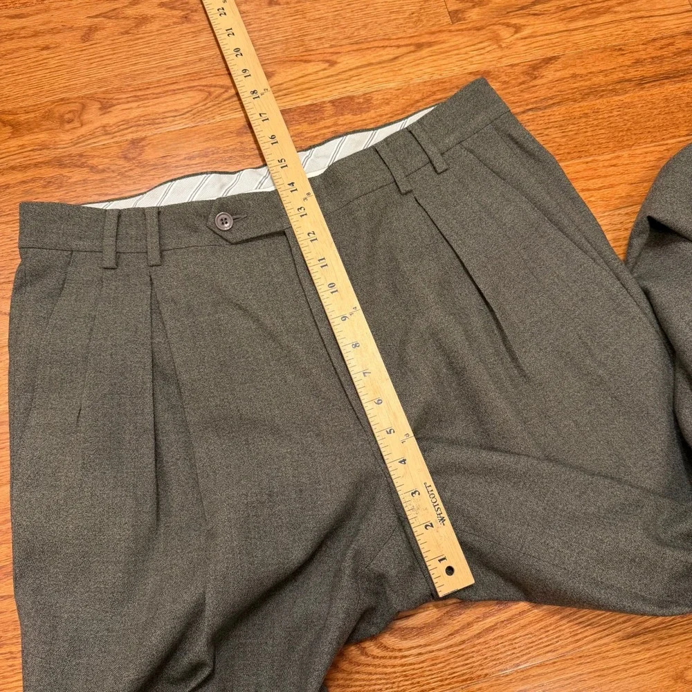 Ermenegildo Zegna Soft Wool Pleated Pants Fits Mens 34x30 Green Cuffed *READ